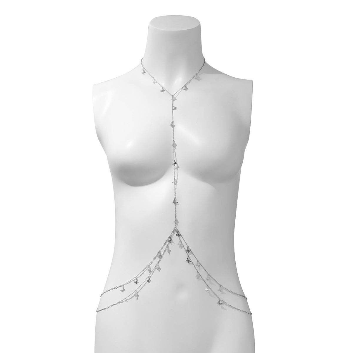 Jewelry Sexy Butterfly Meniscus Tassel Body Chain Female Geometric U-shaped Cross Sequin Dress Chain