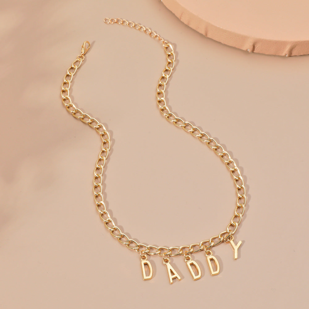diy simple handmade alloy English word letter necklace hip-hop couple pendant short chain men and women