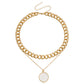 Niche design high-end splicing chain imitation mother-of-pearl pendant necklace female cold OT buckle pearl necklace