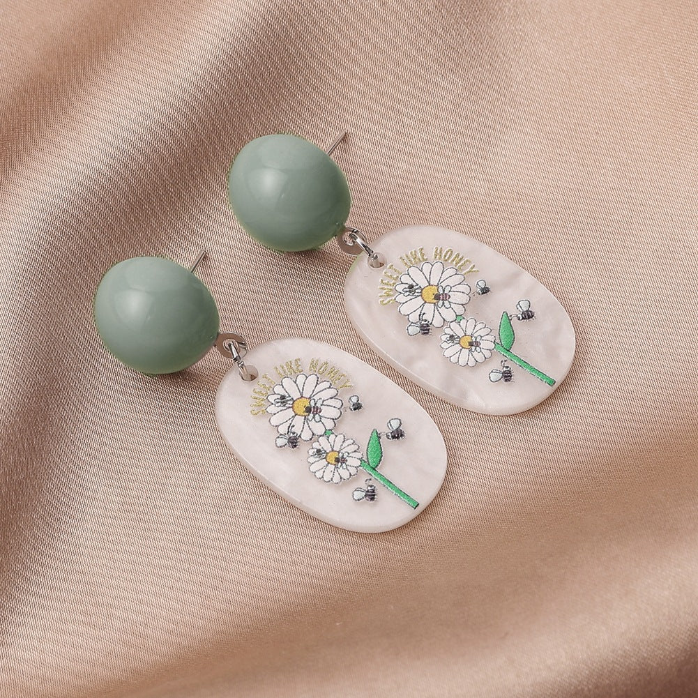 Geometric Acrylic Earrings 3D Printing Plants Flowers Animals Stud Earrings Trend Versatile Earrings