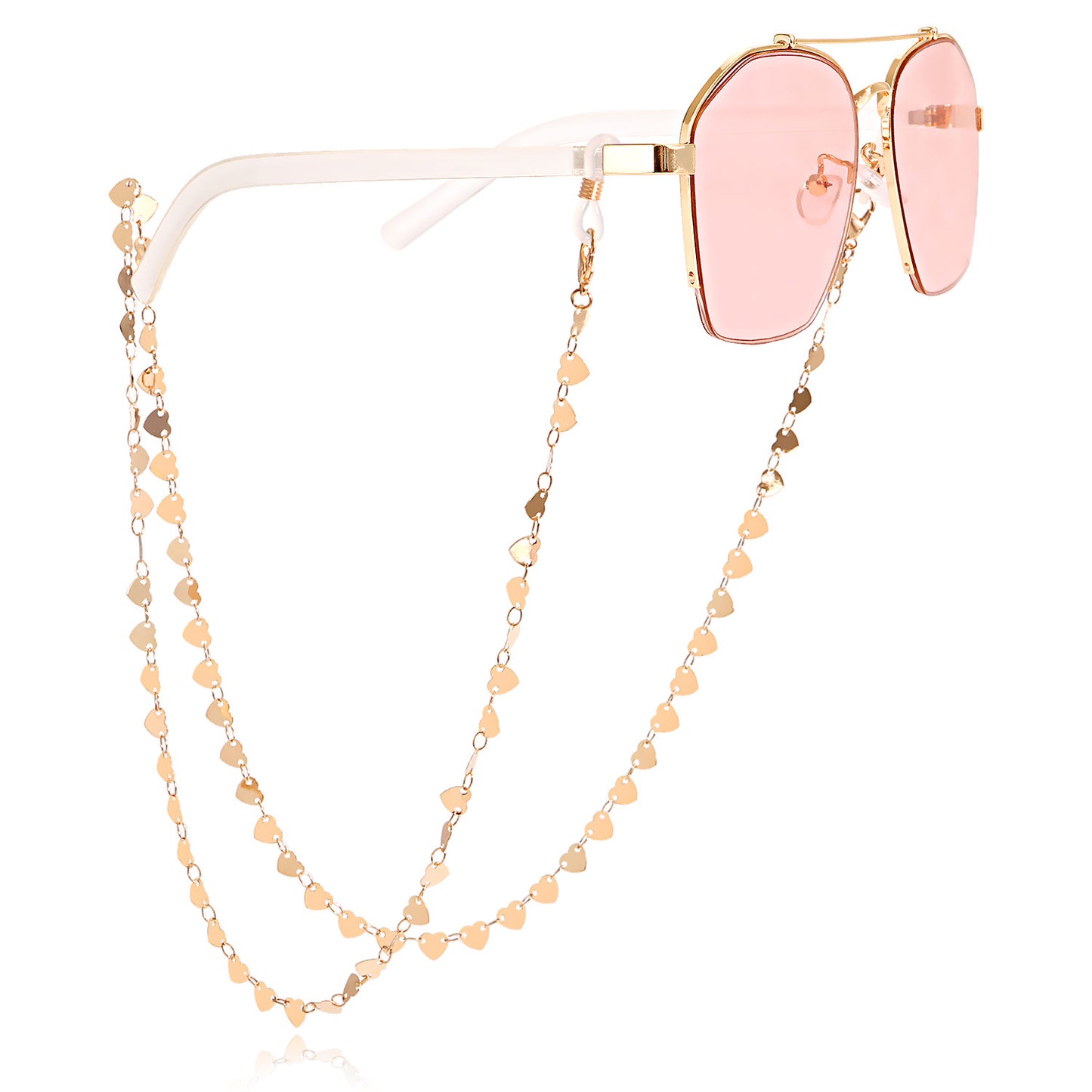 Mask hanging chain Glasses chain Pearl heart disc mask chain Peach heart metal glasses chain