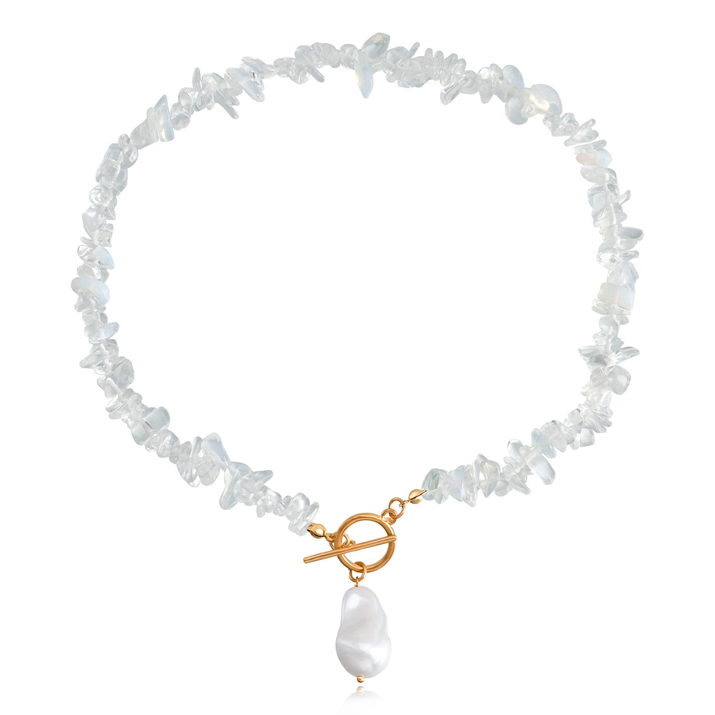 Jewelry Large Shaped Pearl OT Buckle Necklace Femininity Simple Fashion Green Turquoise Necklace