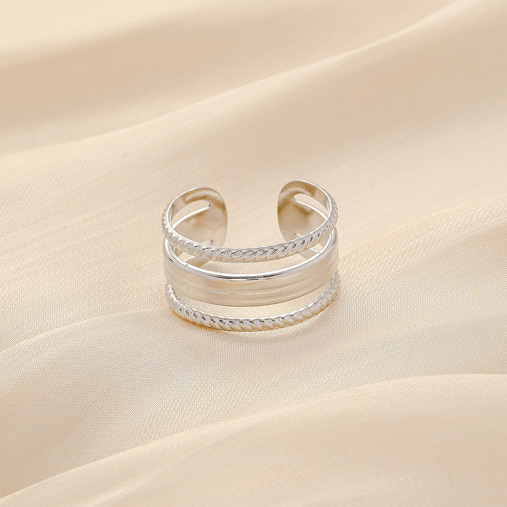 Fashion Simple Versatile Stainless Steel Ring Irregular Open Ring Ladies Ring Jewelry