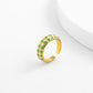 Metal micro-inlaid imitation gold index finger ring ring retro checkerboard color drop oil ring for women