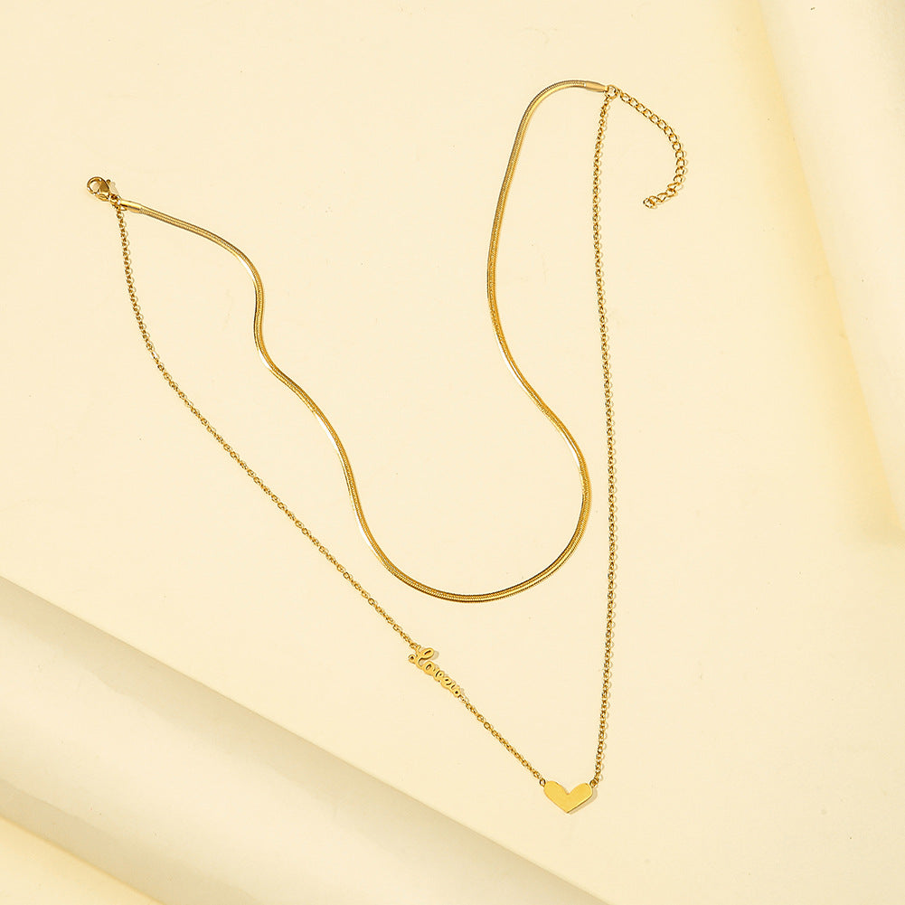 Minority Light Luxury Peach Heart Necklace Gold Plated Love Stainless Steel Pendant Necklace Heart Shaped Titanium Steel Clavicle Chain