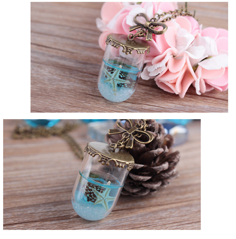 Fashion Beach Fresh Luminous Necklace Drifting Bottle Flower Luminous Jewelry Clavicle Chain