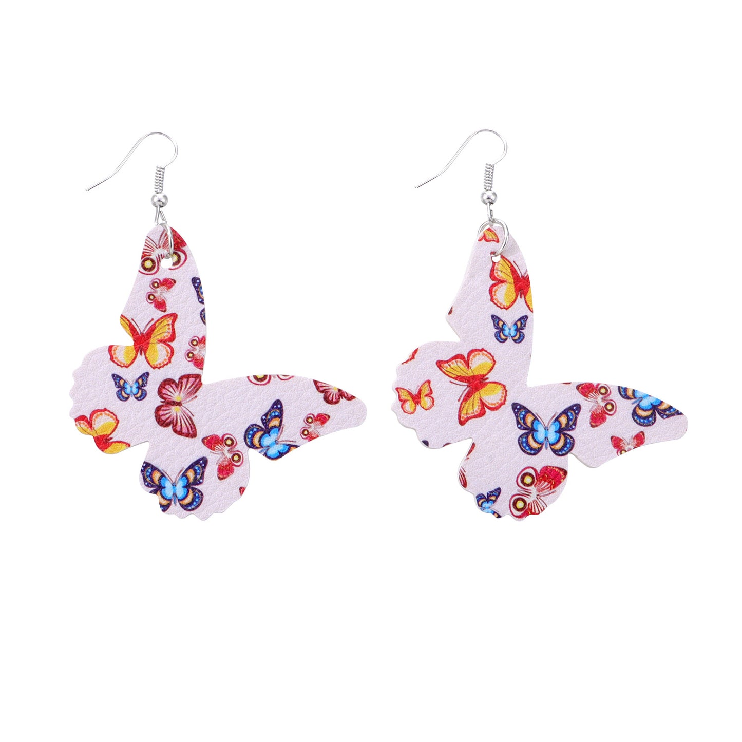 Jewelry double-sided printing butterfly leather earrings women's fashion ear hook combination earrings
