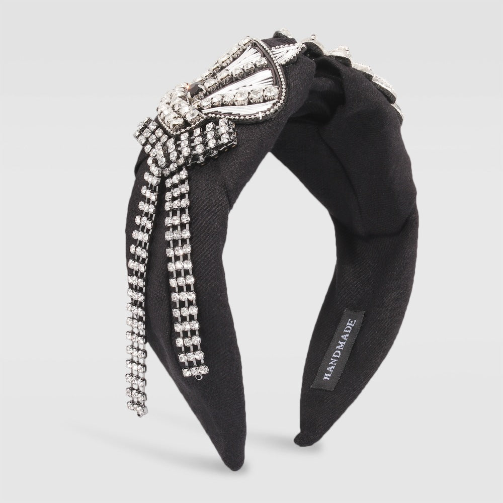 F3137 Retro wide-brimmed fabric rice bead hair ornament style personality Baroque palace diamond headband female