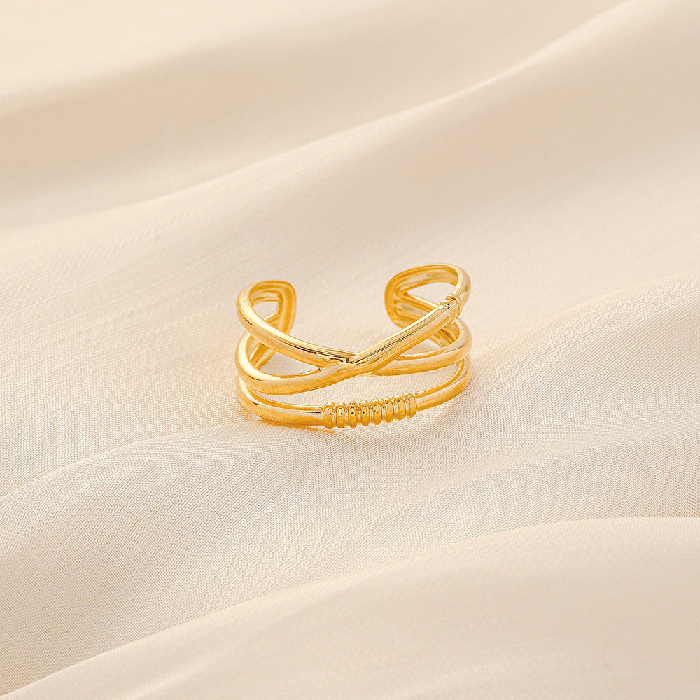 Fashion Simple Versatile Stainless Steel Ring Irregular Open Ring Ladies Ring Jewelry