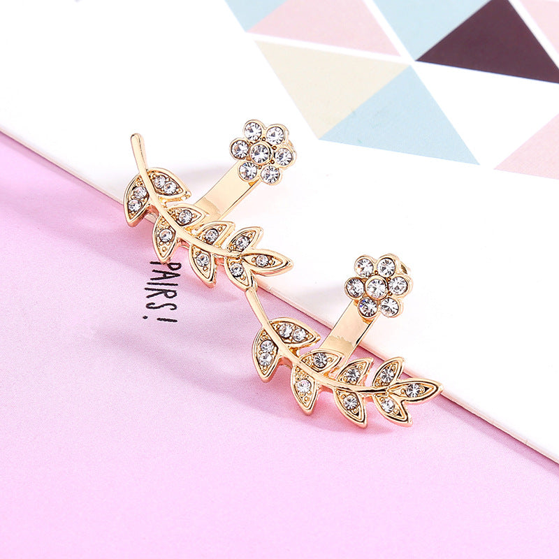 Geometric stud earrings love heart shell triangle full diamond earrings temperament creative earrings