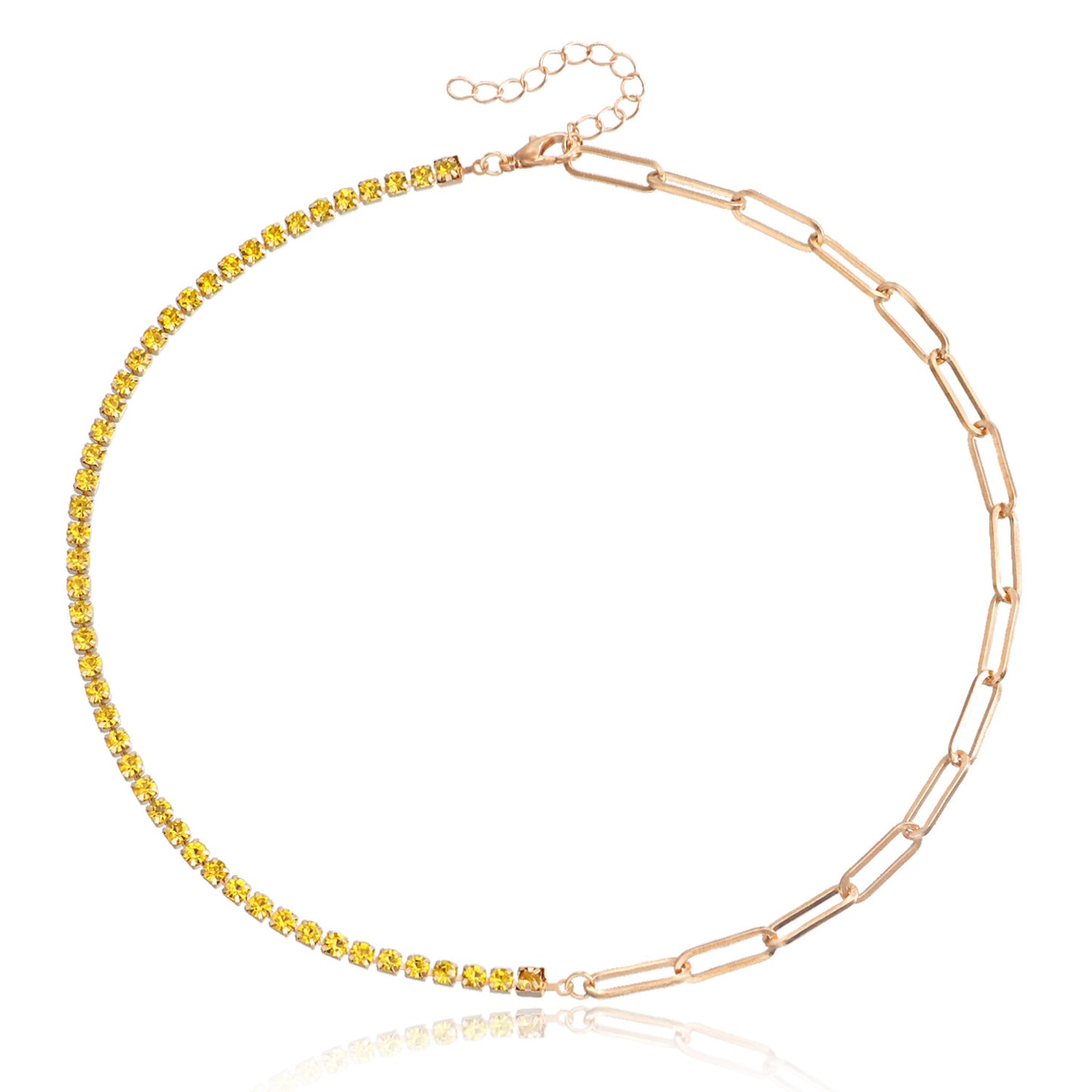Jewelry claw chain micro-inlaid colored diamond necklace necklace female wild ins niche design hot girl necklace