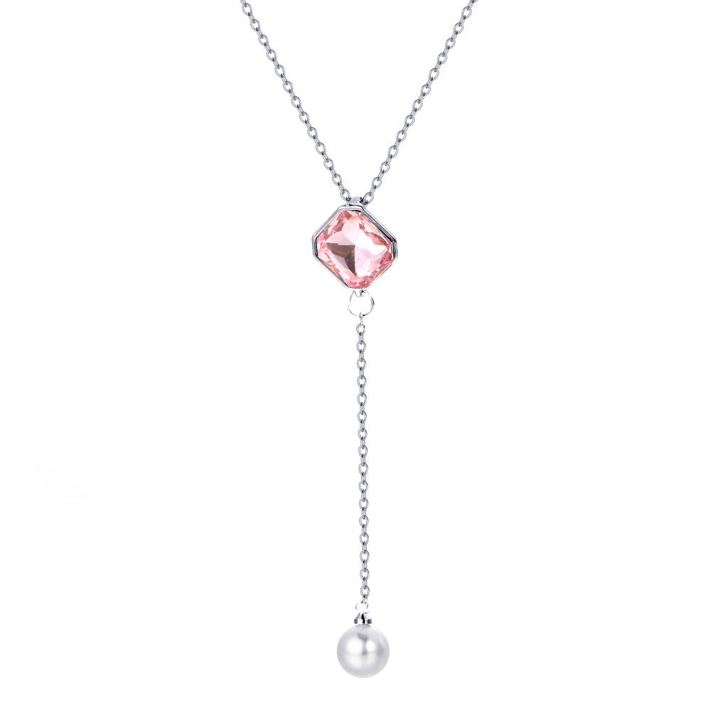 Simple and cold zircon pendant necklace fashion five-pointed star key cat clavicle chain niche design