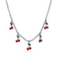 Rhinestone Cherry Necklace Hip Hop Tennis Chain Cherry Pendant Necklace Small Fresh Single Row Micro-studded Diamond Necklace