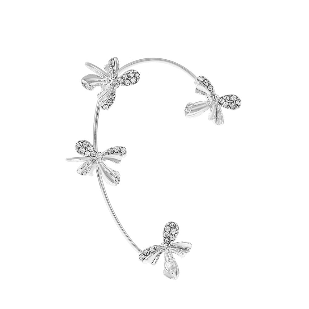 Ins diamond-studded butterfly ear hanger women without ear piercing butterfly ear bone clip fashion niche exaggerated wing ear clip