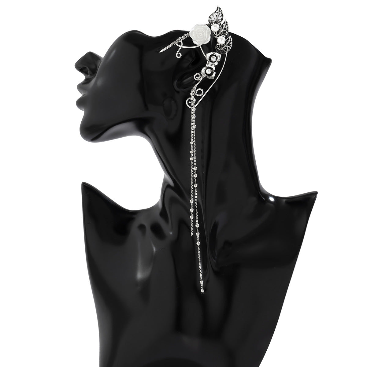 Retro temperament no ear piercing flower tassel ear bone clip female small crowd simple and irregular leaves branches and tendrils ear hanging