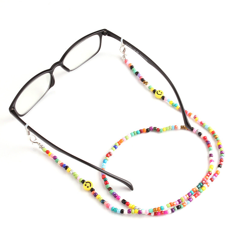 Rice bead glasses chain mask hanging chain smiley face trend jewelry decoration non-slip chain