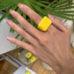 Trendy colorful acrylic plain ring fashion simple geometric square wide-brimmed resin ring