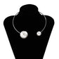 Jewelry Simple Geometric Imitation Pearl Necklace Female Personality Metal Stitching Ball Collar Necklace
