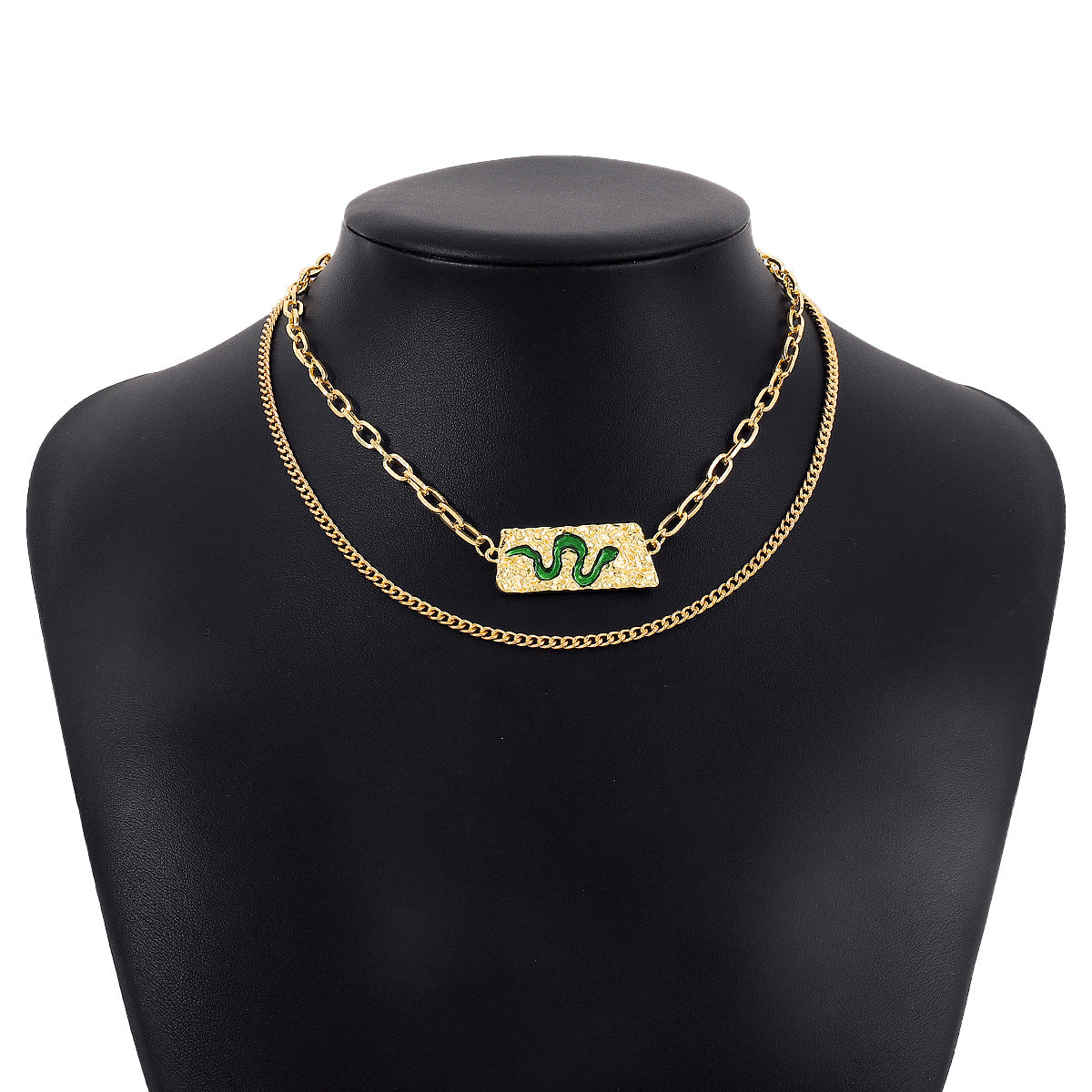 N146 Jewelry Double Layered Wearing Personality Snake Element Necklace Exaggerated Hip Hop Punk Necklace