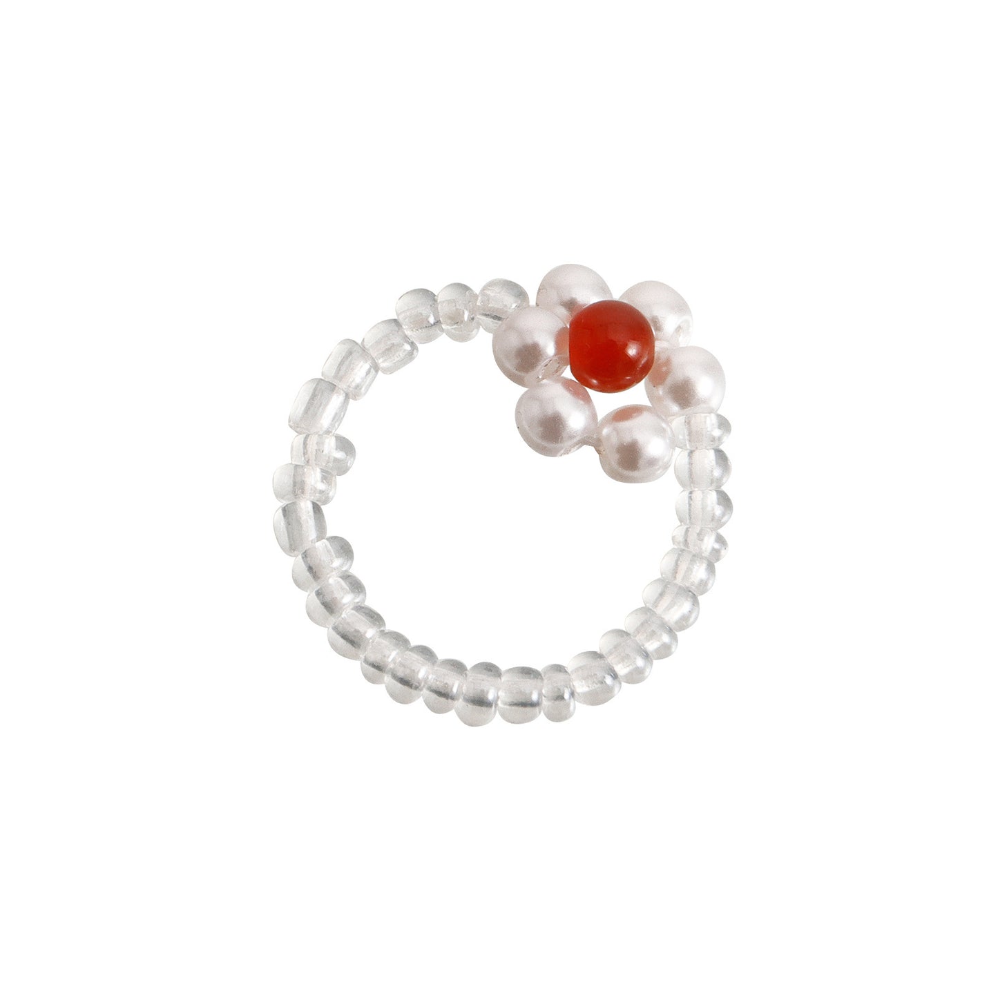 Jewelry color natural stone rice bead flower elastic rope ring female design sense niche simple