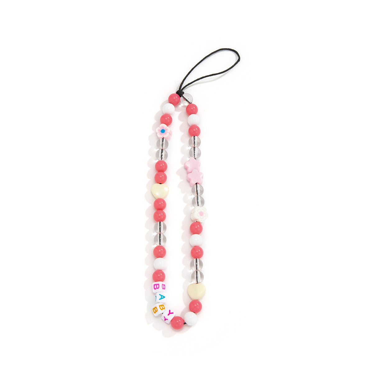 Trendy Mushroom Imitation Pearl Tassel Mobile Phone Chain Fashion Street Shot Contrasting Color Smiley Alphabet Mobile Phone Ornament