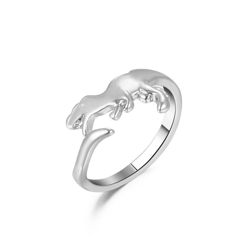 The same metal dinosaur ring fashion cute opening geometric animal ring trend jewelry