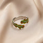 Fashion personality color drop oil flower feather stainless steel ring love titanium steel open ring jewelry
