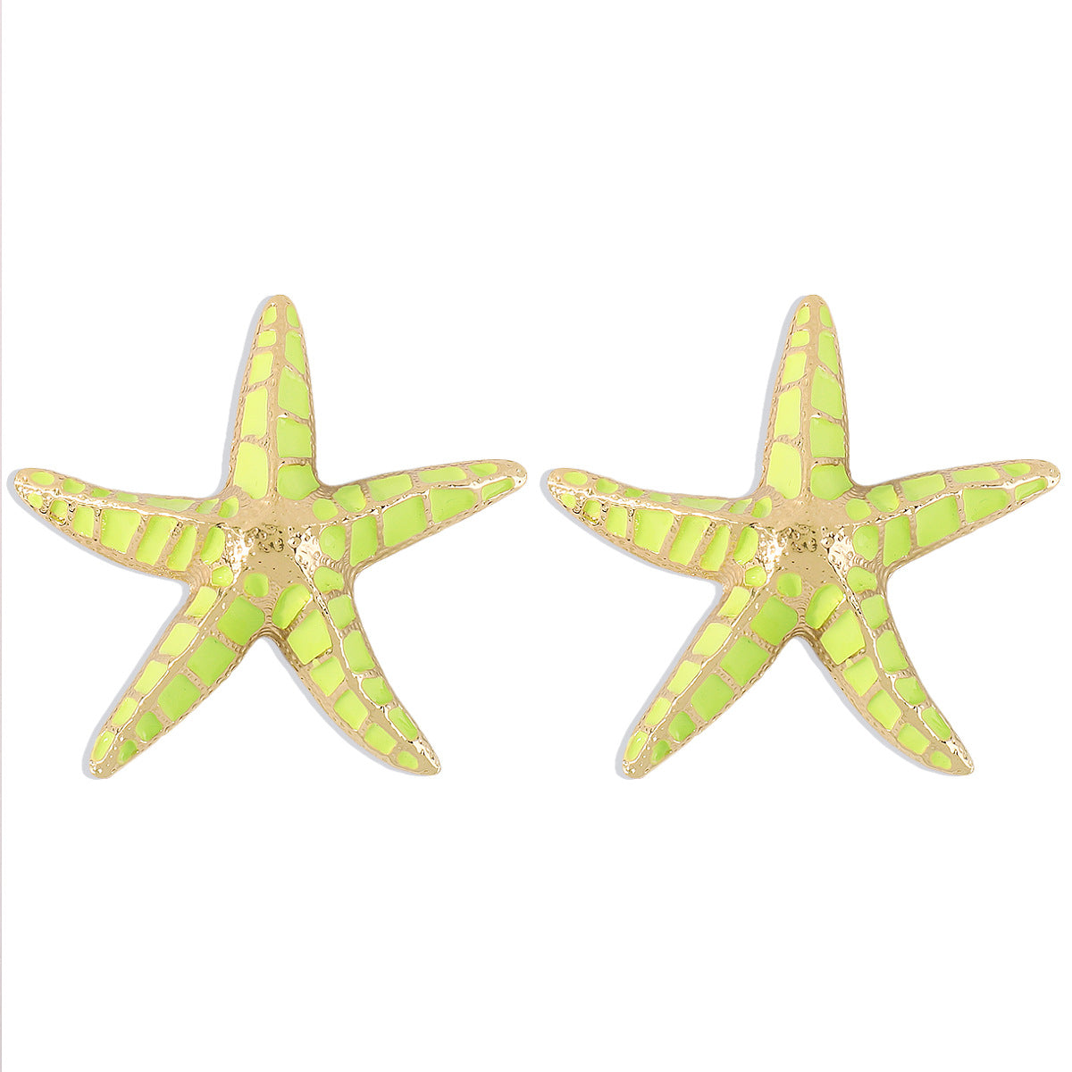 E1841 Jewelry Geometry Heavy Industry Alloy Drip Oil Earrings Starfish Beach Vacation Earrings Female