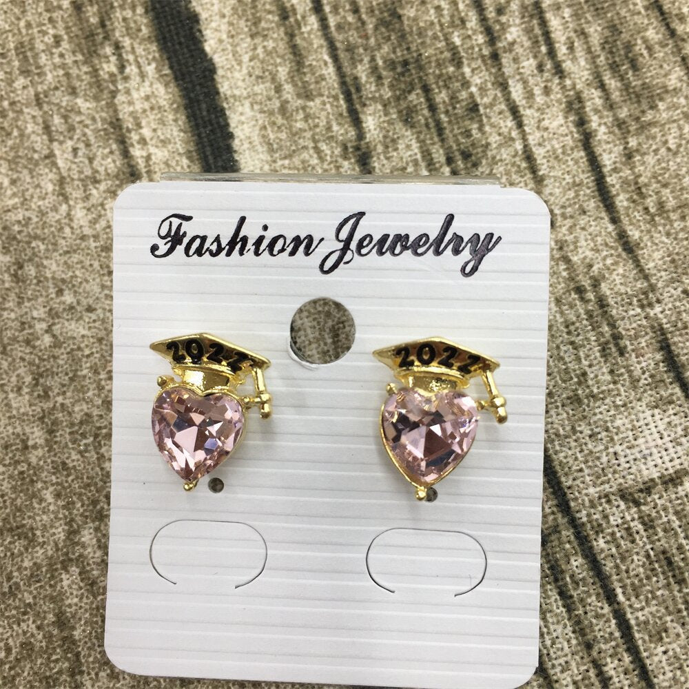 Doctor's hat love crystal earrings graduation season commemorative ear ornaments fresh and lovely multi-color optional