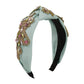 F4639 Baroque exaggerated headband fabric knotted rhinestone claw chain leaf light luxury heavy industry headband female