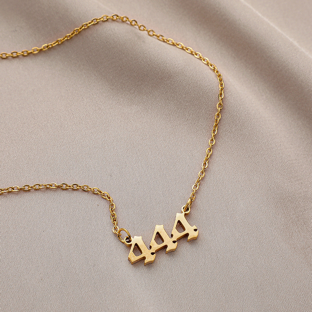 Explosive Angel Number 111999 Stainless Steel Cut Necklace Number Titanium Steel Real Gold Pendant