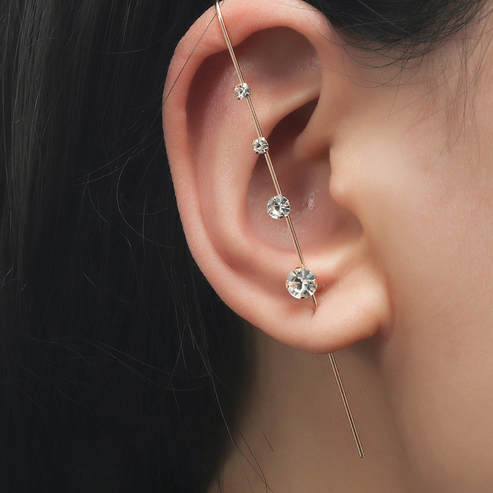 Piercing Ear Needles Temperament Inlaid Zircon Earrings Star Letters Surrounding Auricle Style Slash Earrings