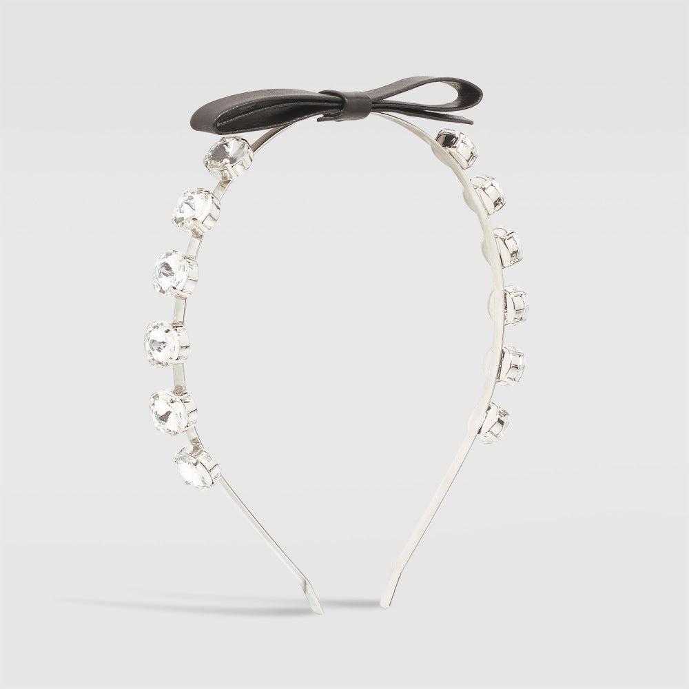 F3445 Glass Diamond Temperament Hair Ornament Bowknot Sweet Fragrance Headband Simple Leather Hairband for Adults
