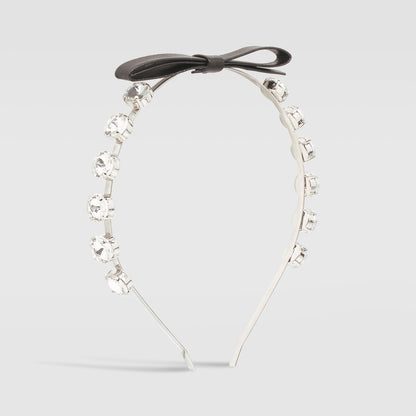 F3445 Glass Diamond Temperament Hair Ornament Bowknot Sweet Fragrance Headband Simple Leather Hairband for Adults