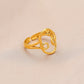 Fashion personality adjustable love stainless steel open ring simple feather leaf heart-shaped ring jewelry