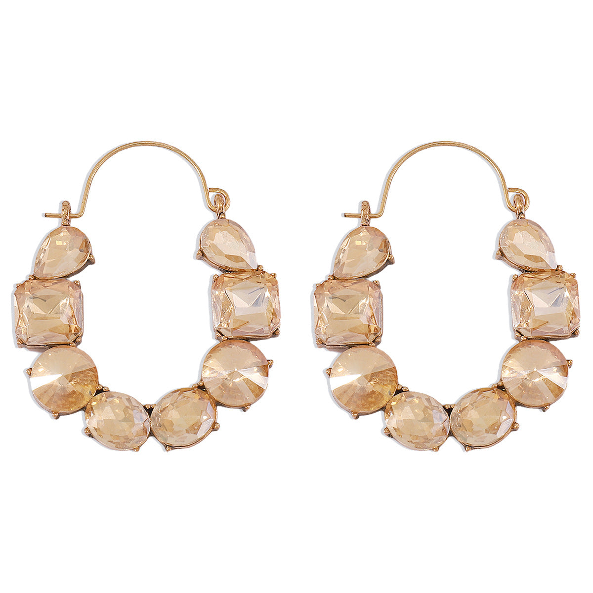 E1719 retro old geometric exaggerated earrings women colored diamond personality irregular rhinestone light luxury earrings