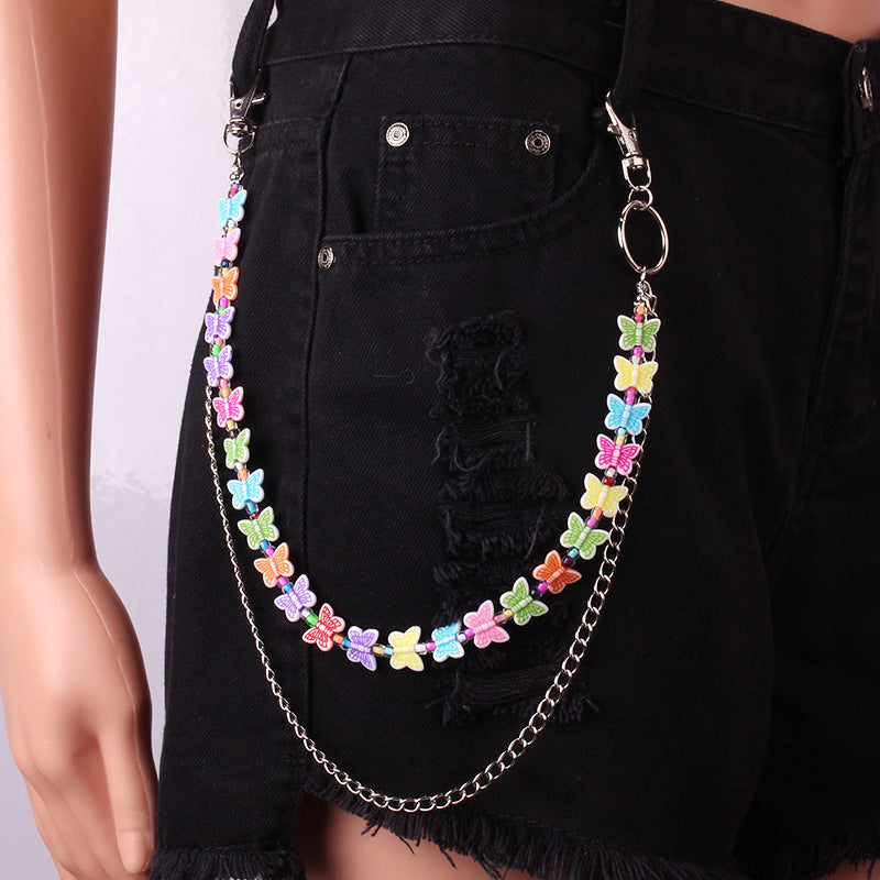 Trendy Acrylic Accessories Double Chain Hip Hop Punk Jeans Decorative Waist Chain Metal Pants Chain