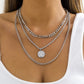 Jewelry Punk Metal Texture Snake Bone Chain Necklace Retro Versatile Portrait Tag Pendant