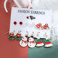 Christmas series snowflake bell earrings combination set cartoon oil dripping cane old man earrings female