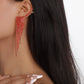 E1274 Temperament Simple Pop Earrings Net Red Tassel Rhinestone Ear Needles Geometric Banquet Exaggerated Earrings