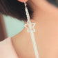 Fashion Square Tassel Earrings Long Diamond Rhinestone Ear Wire Sweet Earrings Jewelry