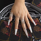 Jewelry gothic hollow tapered nail set with finger ring niche metal tassel ring female