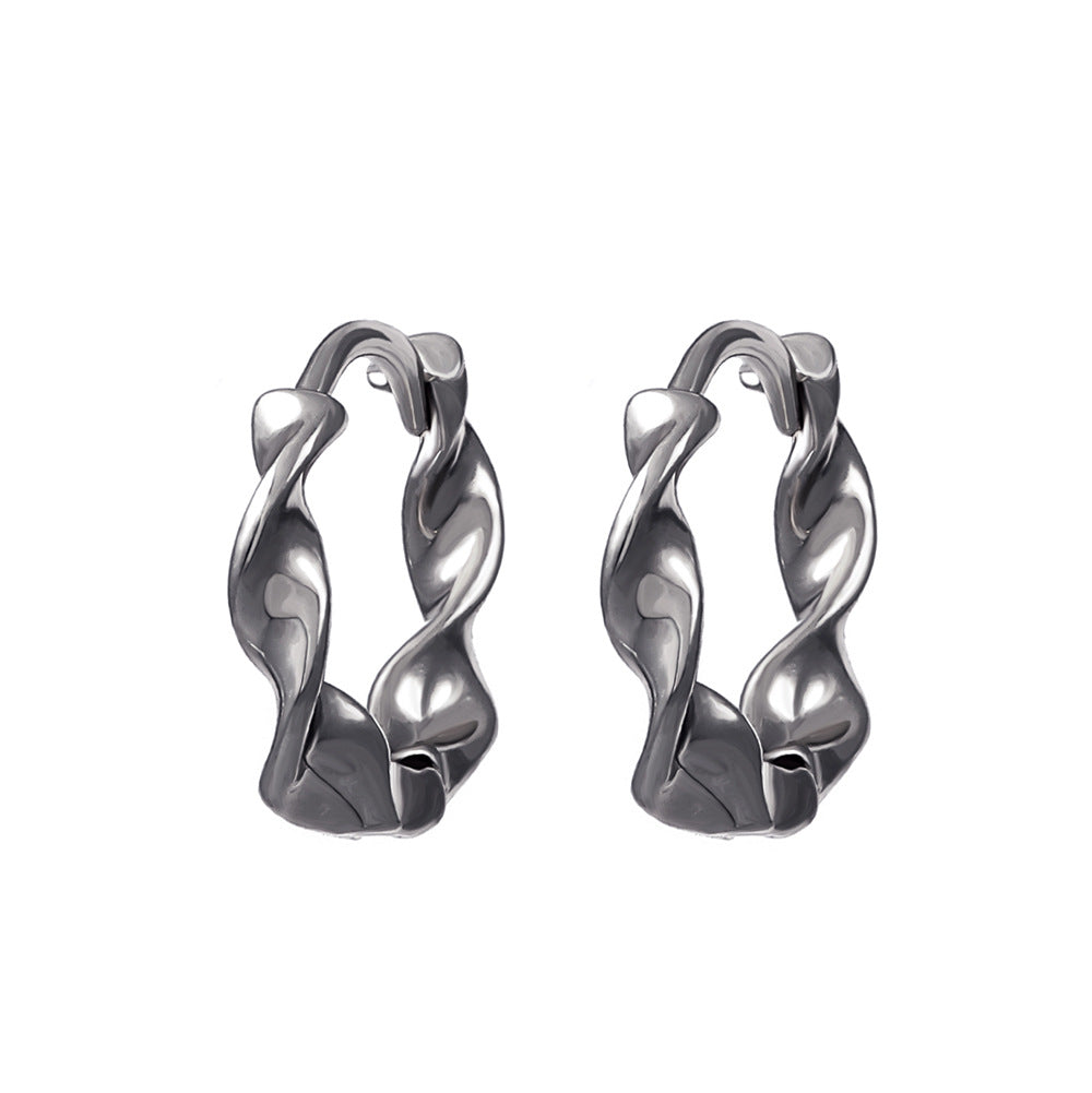 Ins wavy twist earrings female fashion temperament matte irregular geometric earrings simple net red earrings