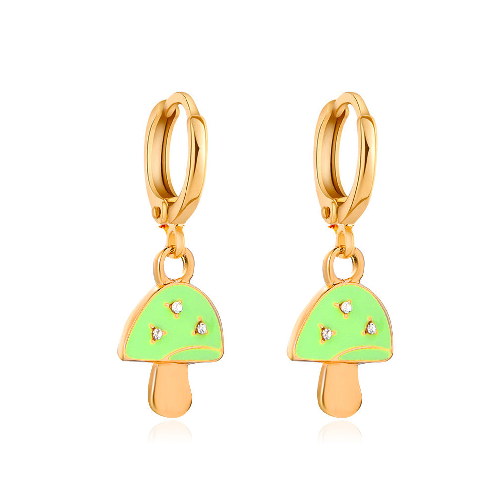 Ins cute drop earrings colorful alien flowers mushroom gossip earrings simple earrings