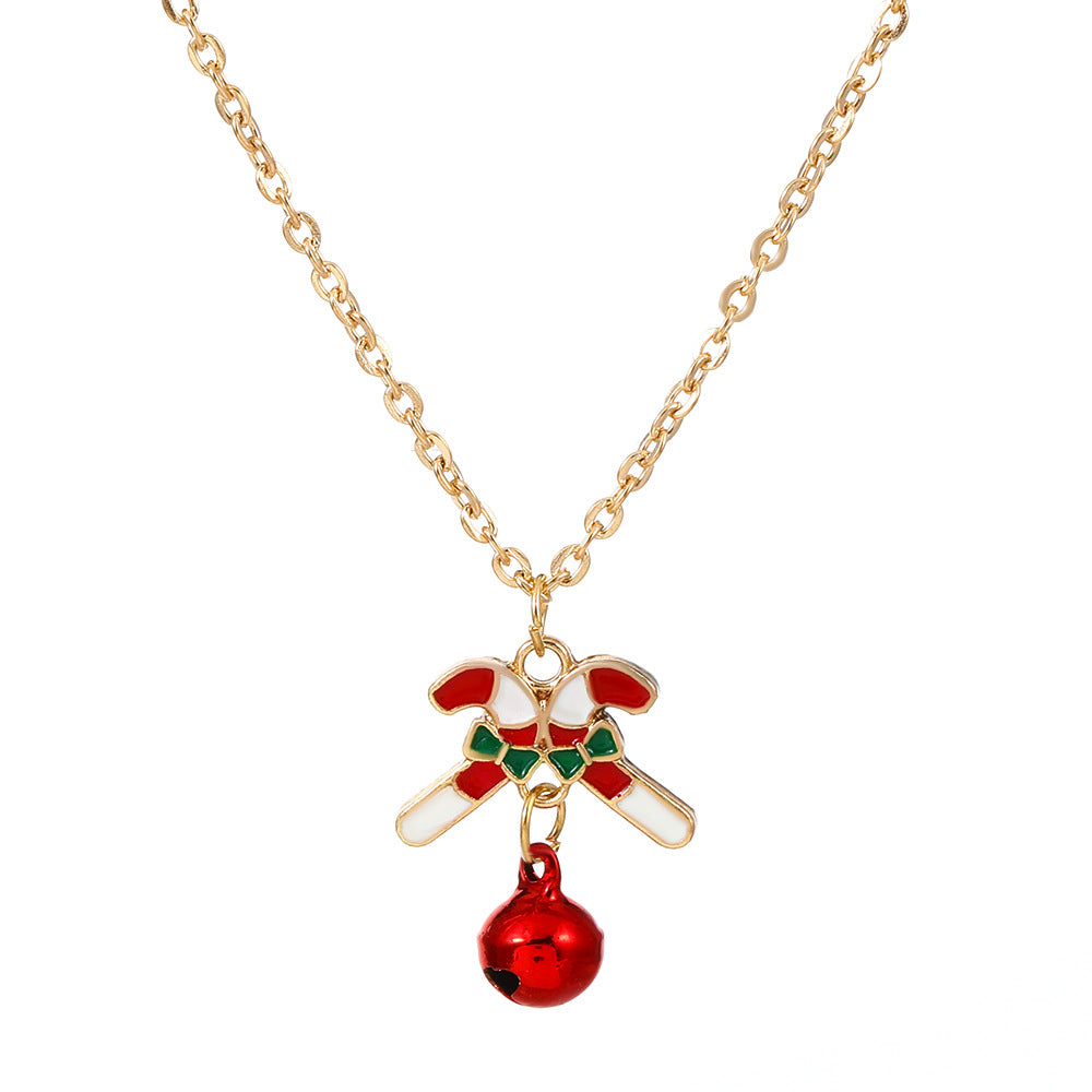 Christmas series necklace cartoon dripping oil snowman bell clavicle chain long sweater chain women