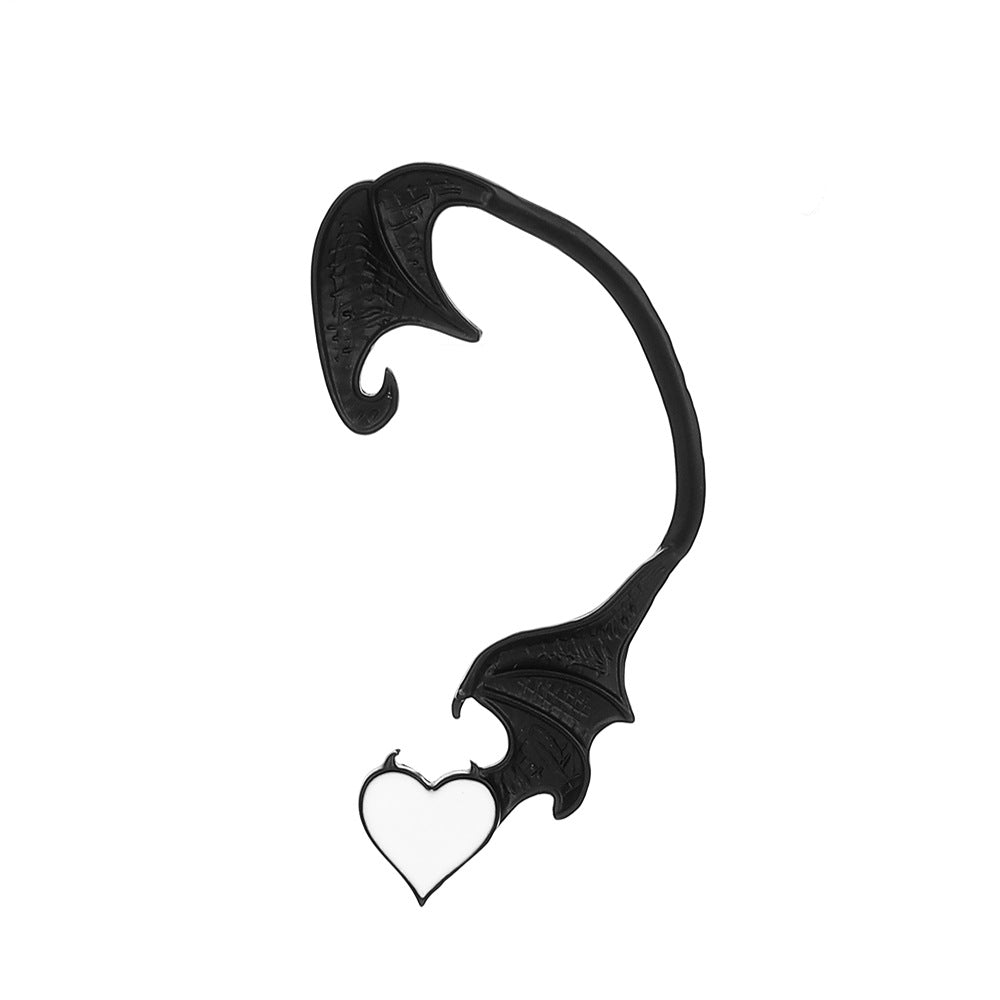 Retro punk elf flying dragon ear hanging single creative metal cat bat without hole ear bone clip