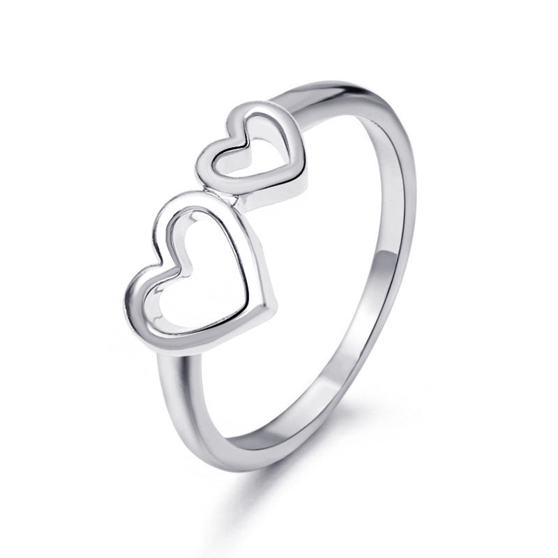 ins simple hollow love ring female fashion temperament niche design metal geometric heart-shaped index finger ring