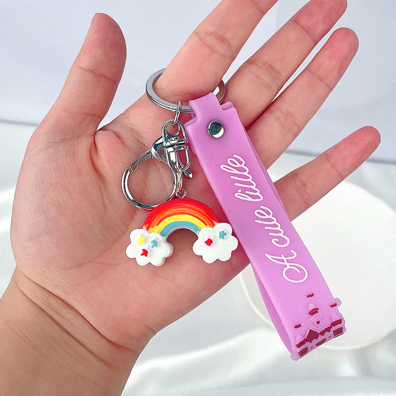 Toy Story cartoon key chain monster pendant car key pendant rainbow sun polymer clay bag chain