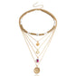 Jewelry Bohemian retro multi-layer color soft pottery geometric round pendant necklace female personality