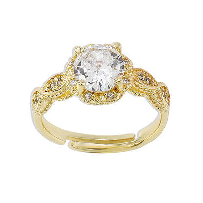 ZR133 Exaggerated Net Red Hand Decoration Copper Zircon Fashion Personality Ring Light Luxury Temperament Small Open Ring